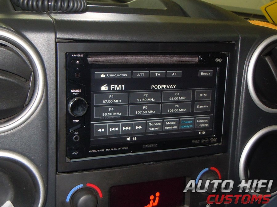 Установка автомагнитолы Sony XAV-E622 в Peugeot Partner II