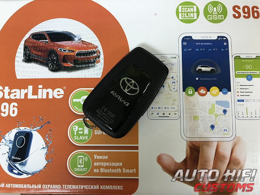 Установка автосигнализации StarLine S96 BT 2CAN+2LIN GSM в Toyota RAV4.5