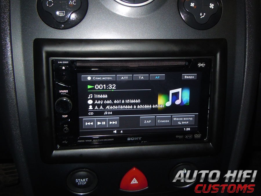 Установка автомагнитолы Sony XAV-E622 в Renault Megane 2