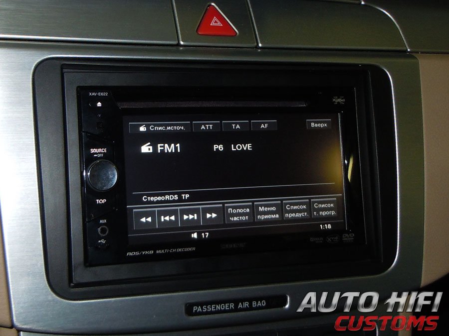 Установка автомагнитолы Sony XAV-E622 в Volkswagen Passat B6
