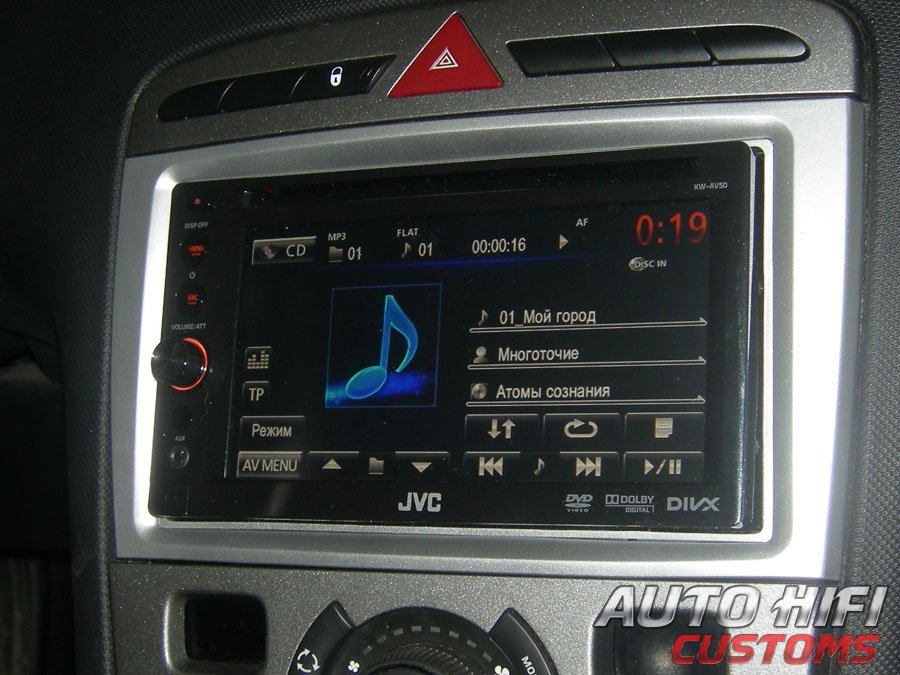 Установка автомагнитолы JVC KW-AV50EE в Peugeot 308